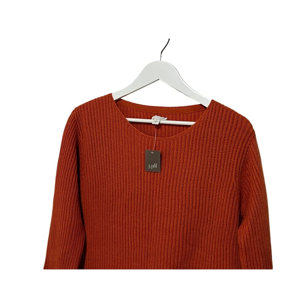 J. JILL WOMENS SMALL PULLOVER ROUND NECK WOOL BLEND SWEATER BURNT ORANGE NEW - Picture 5 of 12